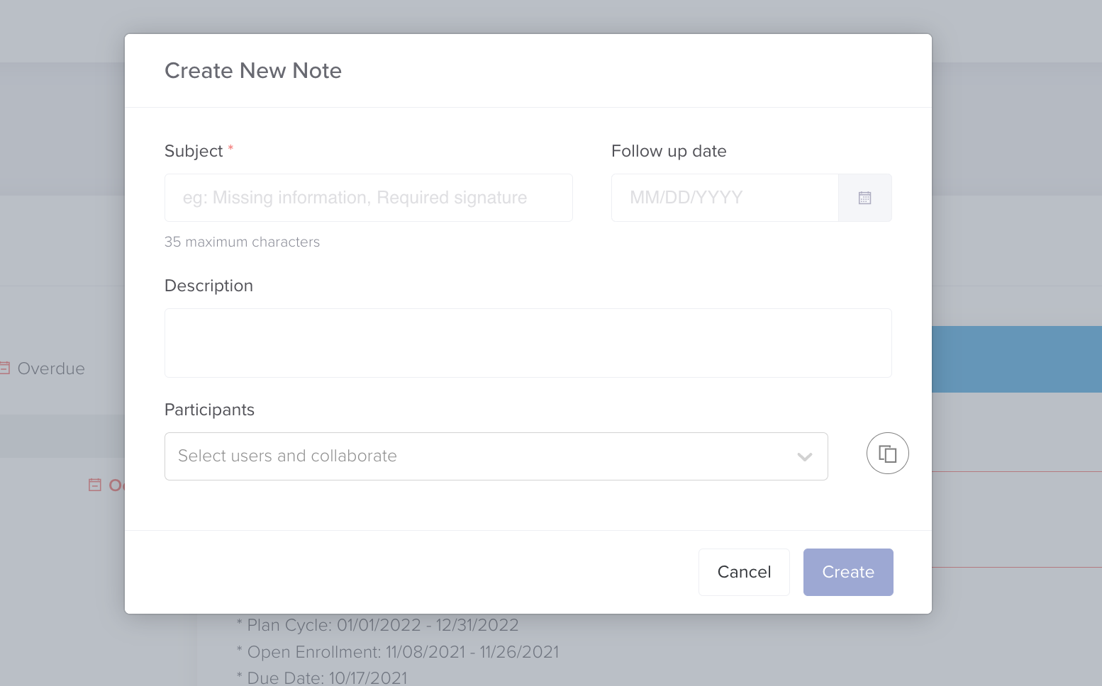 Communication notes, threaded per client