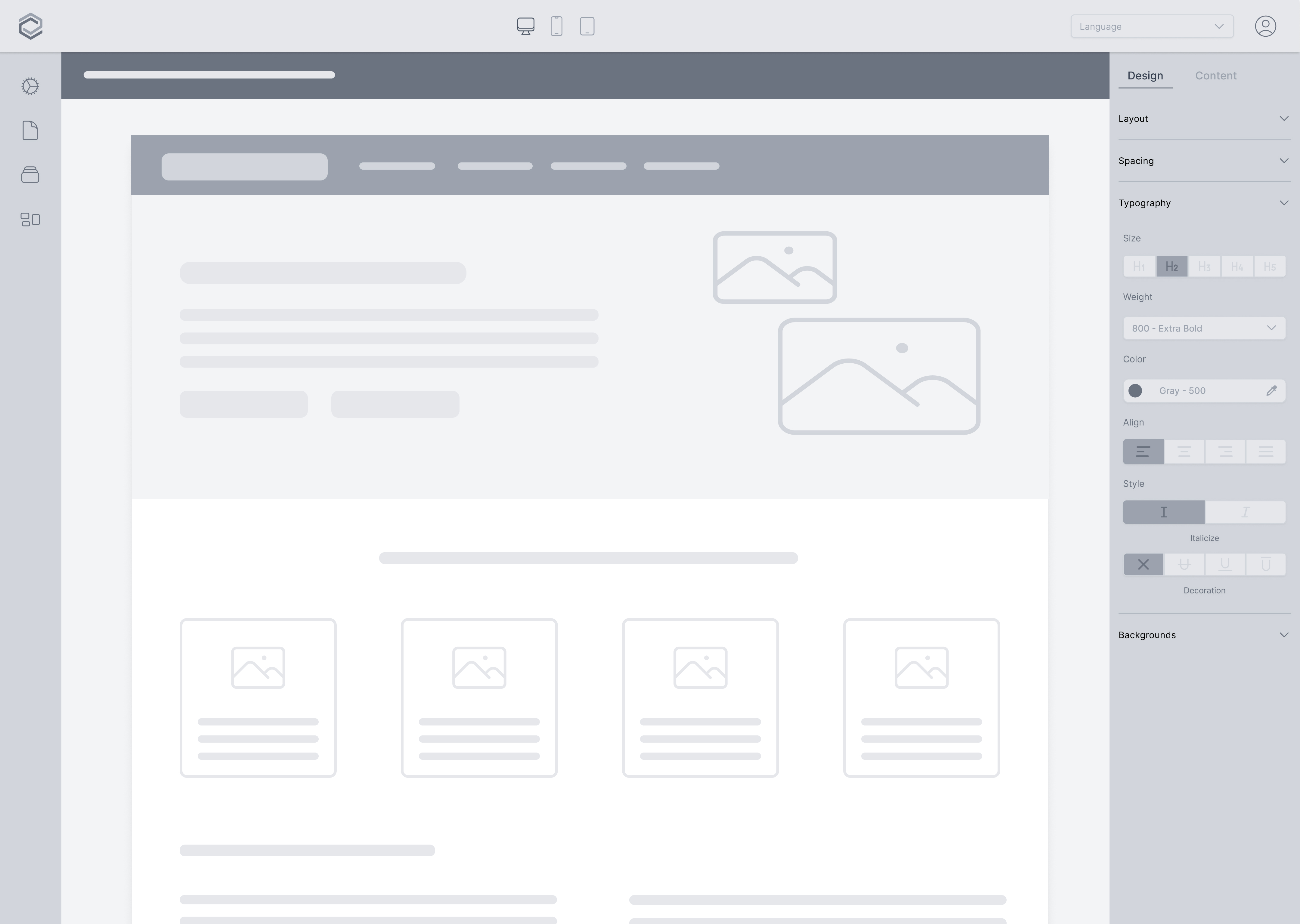 Early mockup compositions for the Benefits Destination template builder