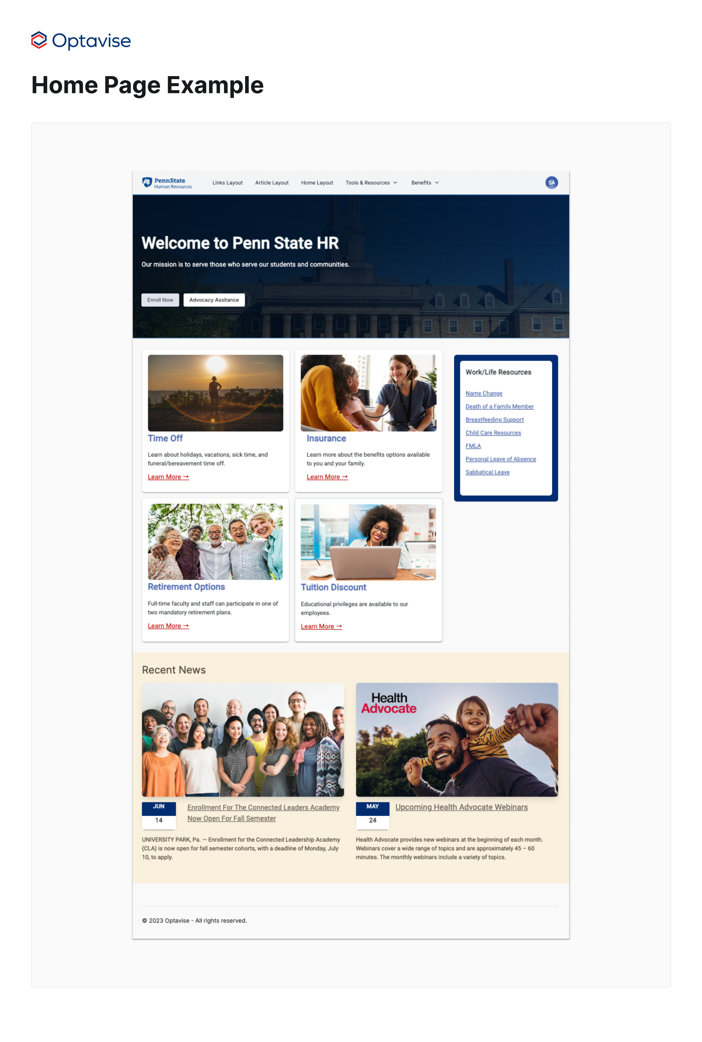 Page layout examples